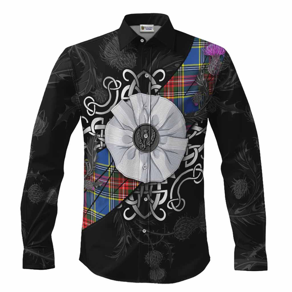 Bethune Tartan Long Sleeve Button Shirts Jacobite White Rose Men's Shirt S - Tartan Vibes Clothing