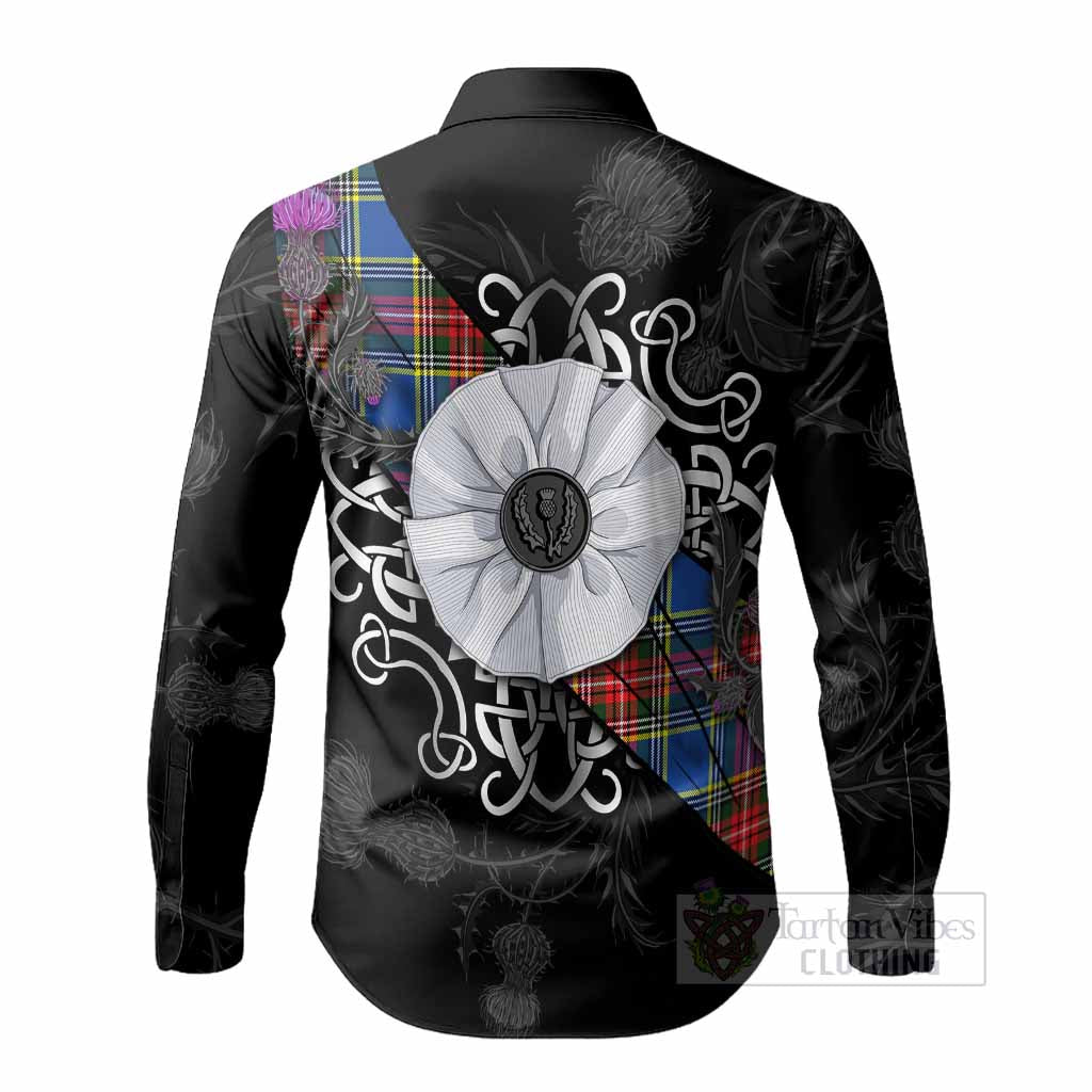 Bethune Tartan Long Sleeve Button Shirts Jacobite White Rose - Tartan Vibes Clothing