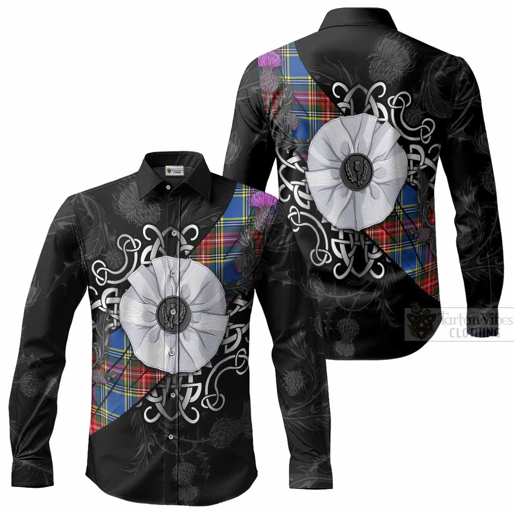 Bethune Tartan Long Sleeve Button Shirts Jacobite White Rose Men's Shirt - Tartan Vibes Clothing