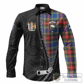 Bethune Tartan Long Sleeve Button Shirts New Zealand Pattern Unique Zipper Stylized