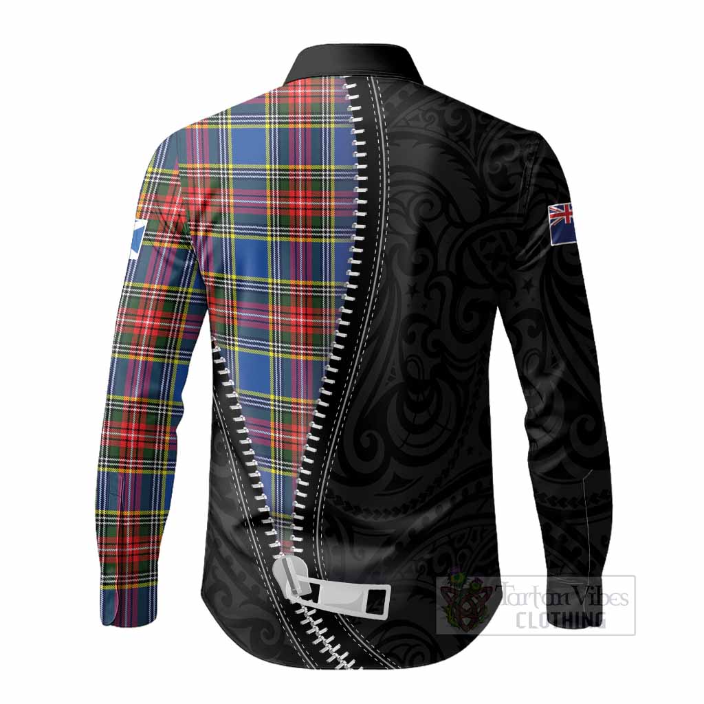 Bethune Tartan Long Sleeve Button Shirts New Zealand Pattern Unique Zipper Stylized
