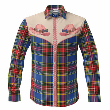 Bethune Tartan Long Sleeve Button Shirts Wee Coo Cowgirl Cute Style Men's Shirt S - Tartan Vibes Clothing