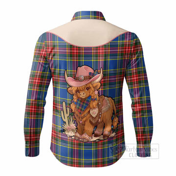 Bethune Tartan Long Sleeve Button Shirts Wee Coo Cowgirl Cute Style - Tartan Vibes Clothing