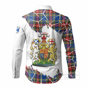 Bethune Tartan Long Sleeve Button Shirts with Family Crest and Lion Rampant Grunge Style