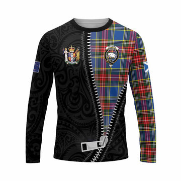 Bethune Tartan Long Sleeve T-Shirt New Zealand Pattern Unique Zipper Stylized