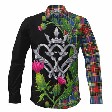 Bethune Tartan Luckenbooth Long Sleeve Button Shirts Silver Heart Crown Thistle Floral Men's Shirt S - Tartan Vibes Clothing