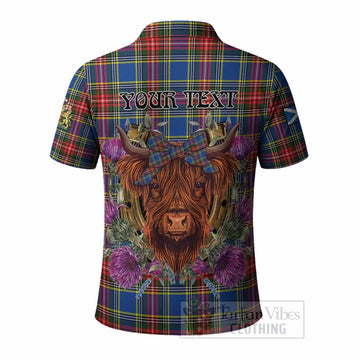 Bethune Tartan Polo Shirt Scottish Thistle Heilan Coo