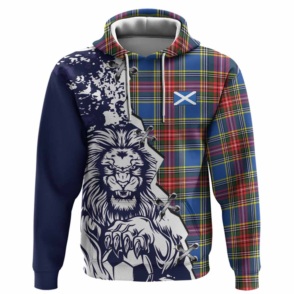 Bethune Tartan Scottish Hoodie Angry Lion With Soccer Ball Style