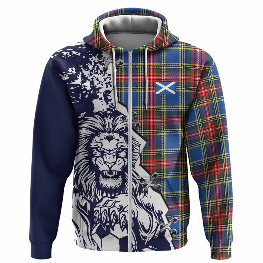 Bethune Tartan Scottish Hoodie Angry Lion With Soccer Ball Style