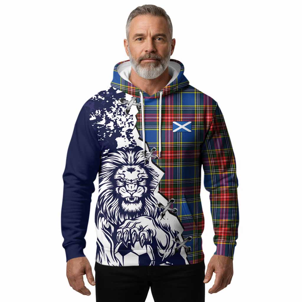 Bethune Tartan Scottish Hoodie Angry Lion With Soccer Ball Style