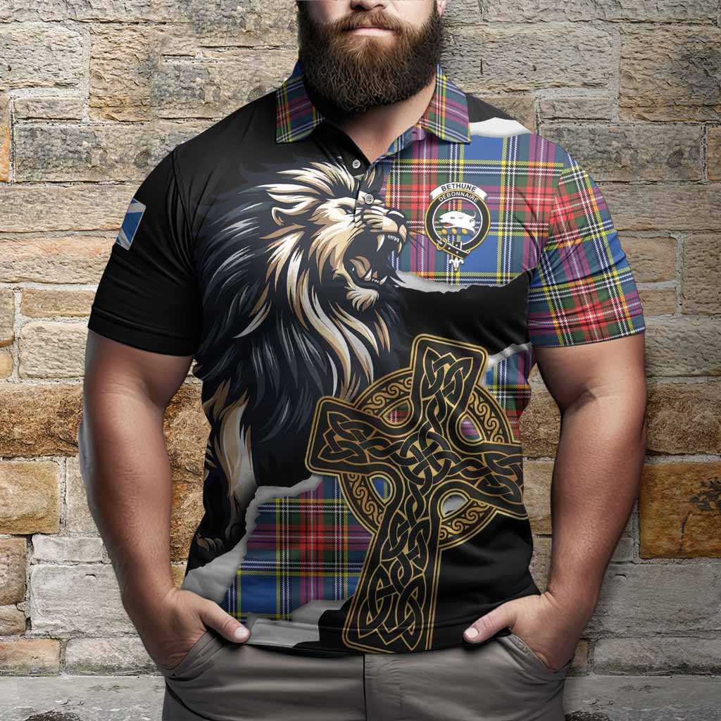 Bethune Tartan Scottish Polo Shirt Lion Celtic Heritage