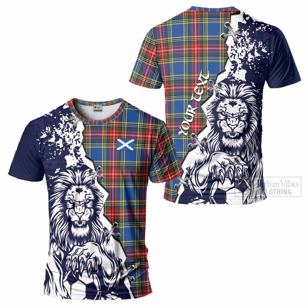 Bethune Tartan Scottish T-Shirt Angry Lion With Soccer Ball Style