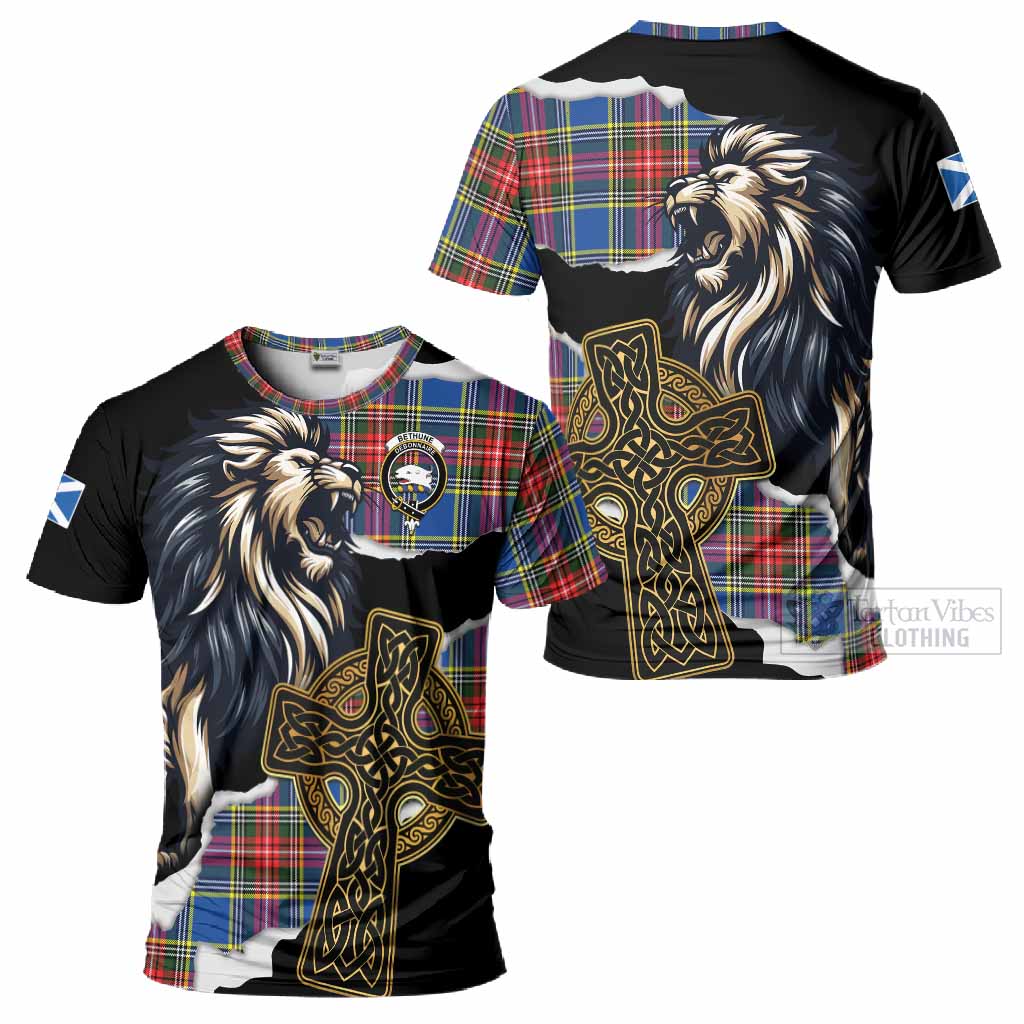 Bethune Tartan Scottish T-Shirt Lion Celtic Heritage