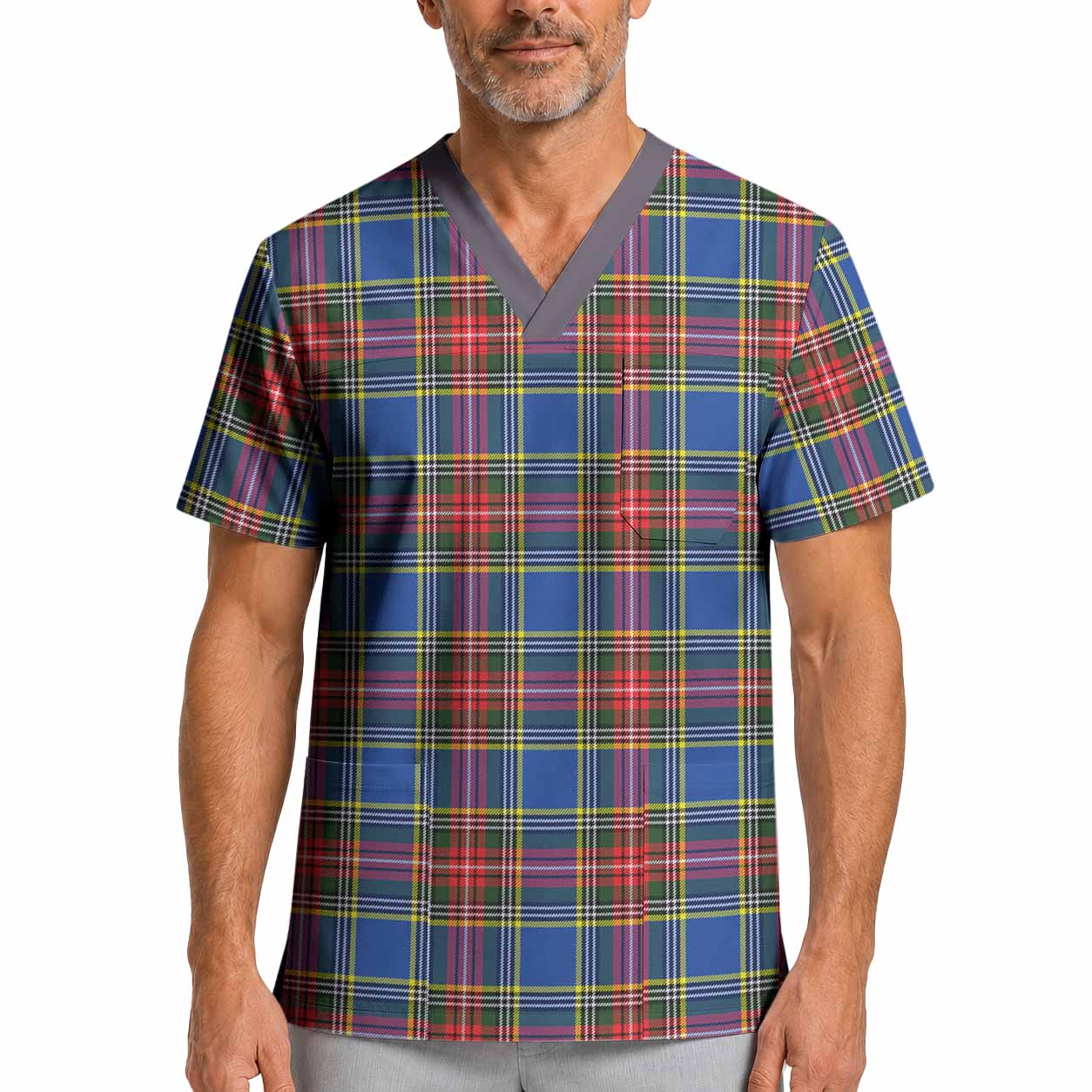 Bethune Tartan Scrub Top XL - Tartan Vibes Clothing