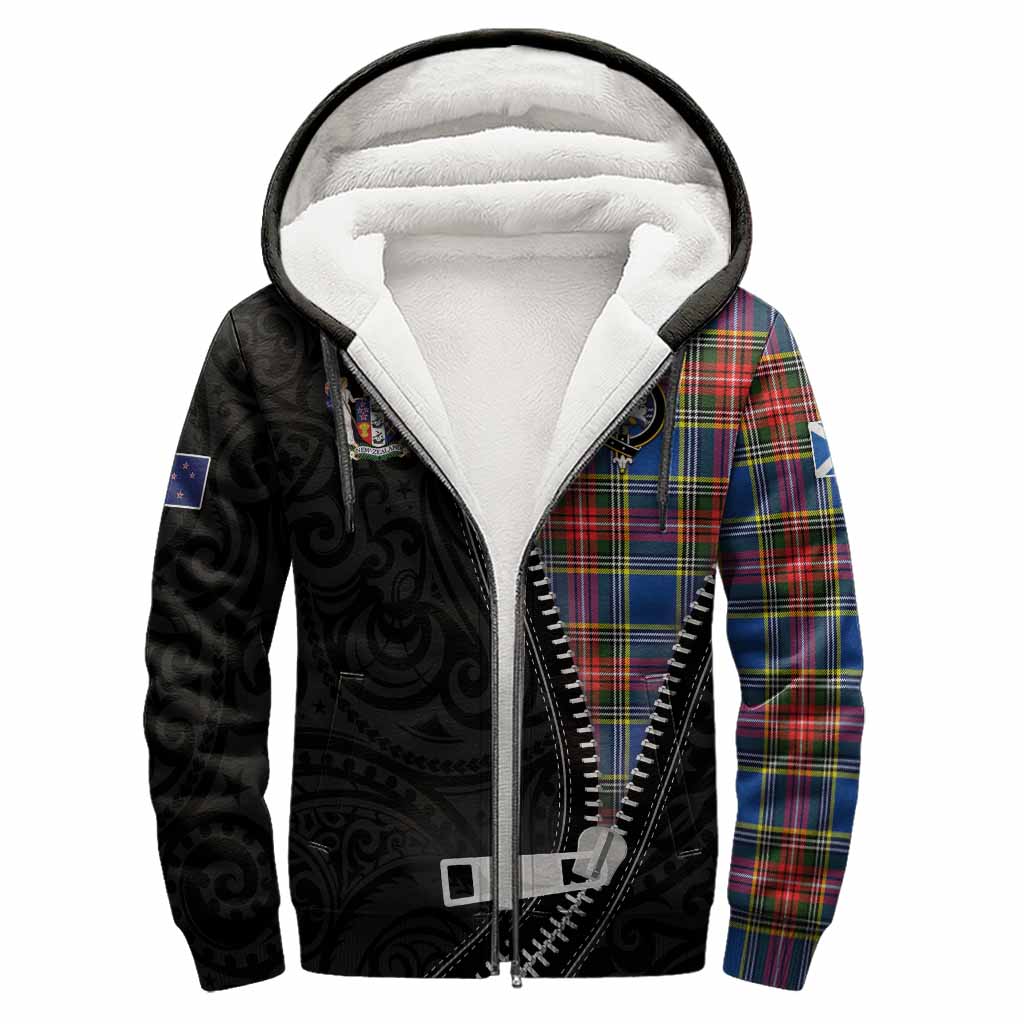 Bethune Tartan Sherpa Hoodie New Zealand Pattern Unique Zipper Stylized