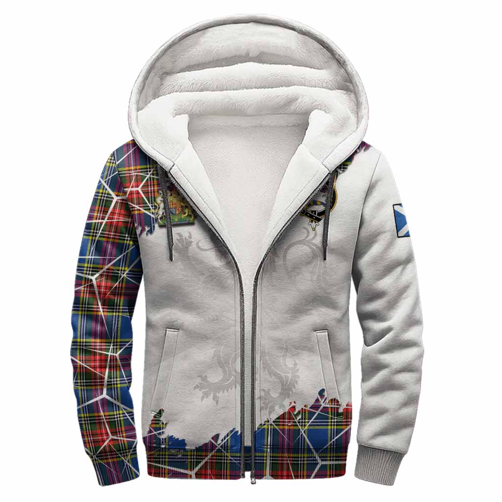 Bethune Tartan Sherpa Hoodie with Family Crest and Lion Rampant Grunge Style