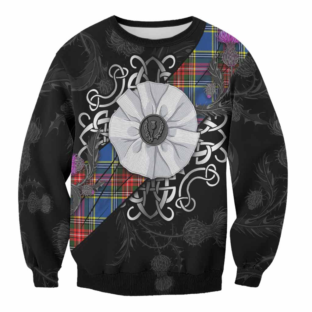 Bethune Tartan Sweatshirt Jacobite White Rose Unisex - Tartan Vibes Clothing
