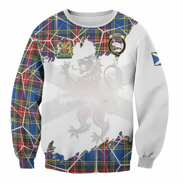 Bethune Tartan Sweatshirt with Family Crest and Lion Rampant Grunge Style