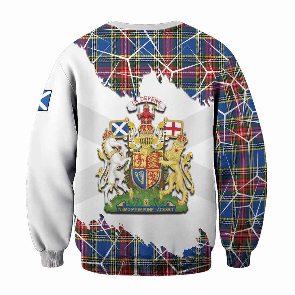 Bethune Tartan Sweatshirt with Family Crest and Lion Rampant Grunge Style