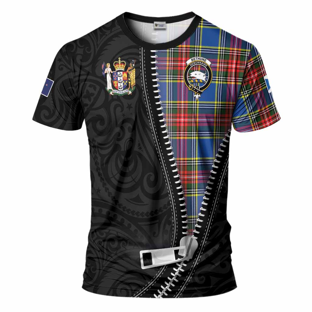 Bethune Tartan T-Shirt New Zealand Pattern Unique Zipper Stylized