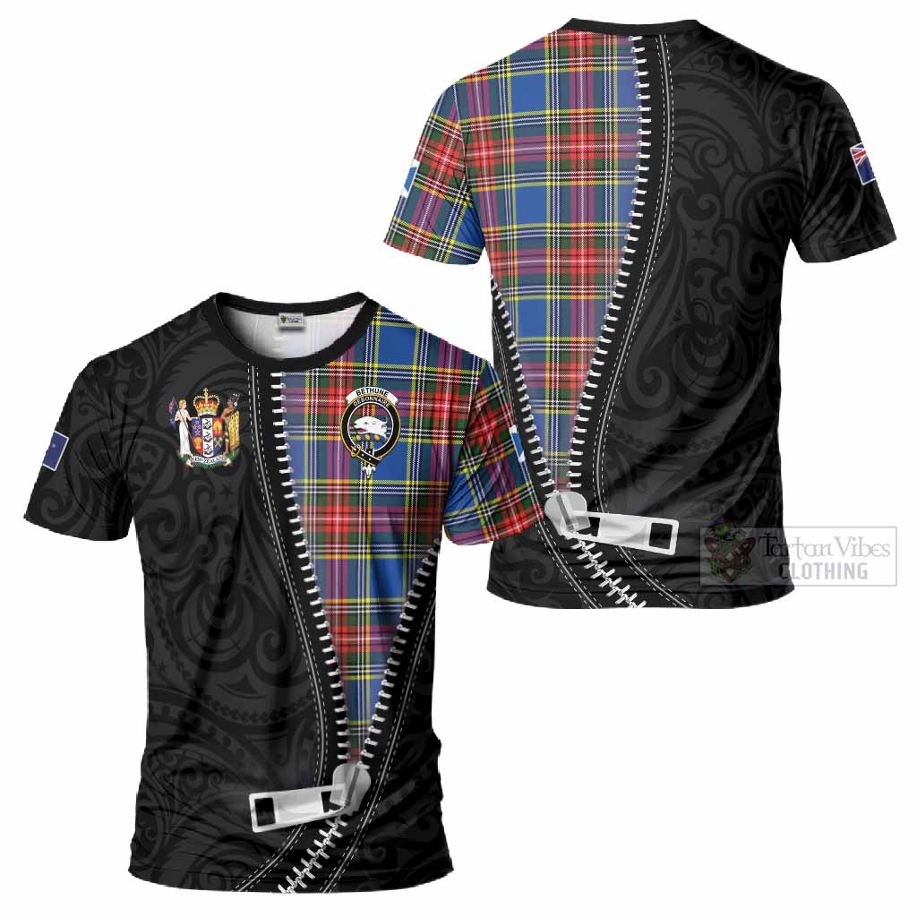 Bethune Tartan T-Shirt New Zealand Pattern Unique Zipper Stylized
