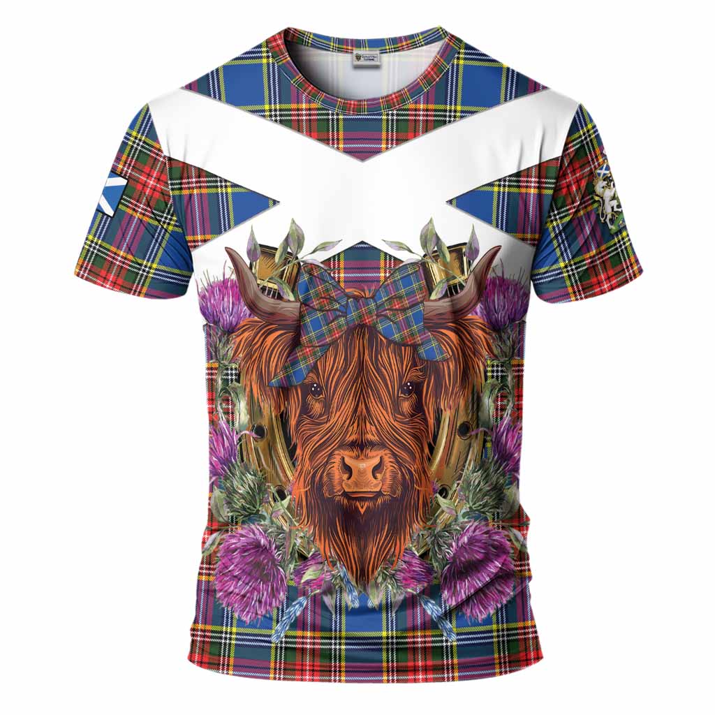 Bethune Tartan T-Shirt Scottish Thistle Heilan Coo