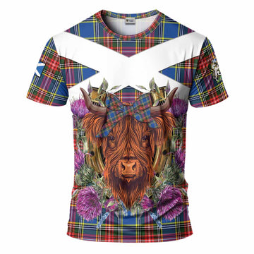 Bethune Tartan T-Shirt Scottish Thistle Heilan Coo