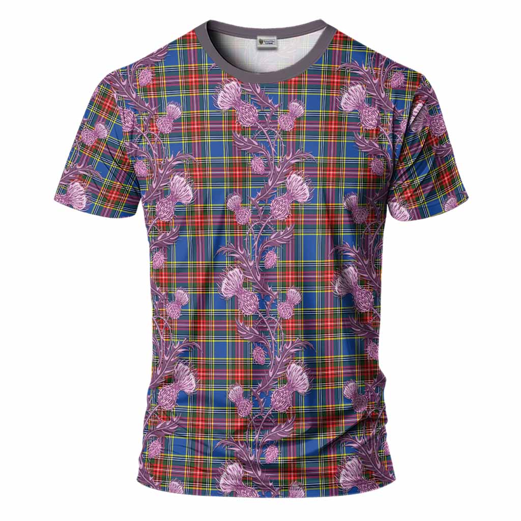 Bethune Tartan T-Shirt Seamless Scottish Thistle Flowers
