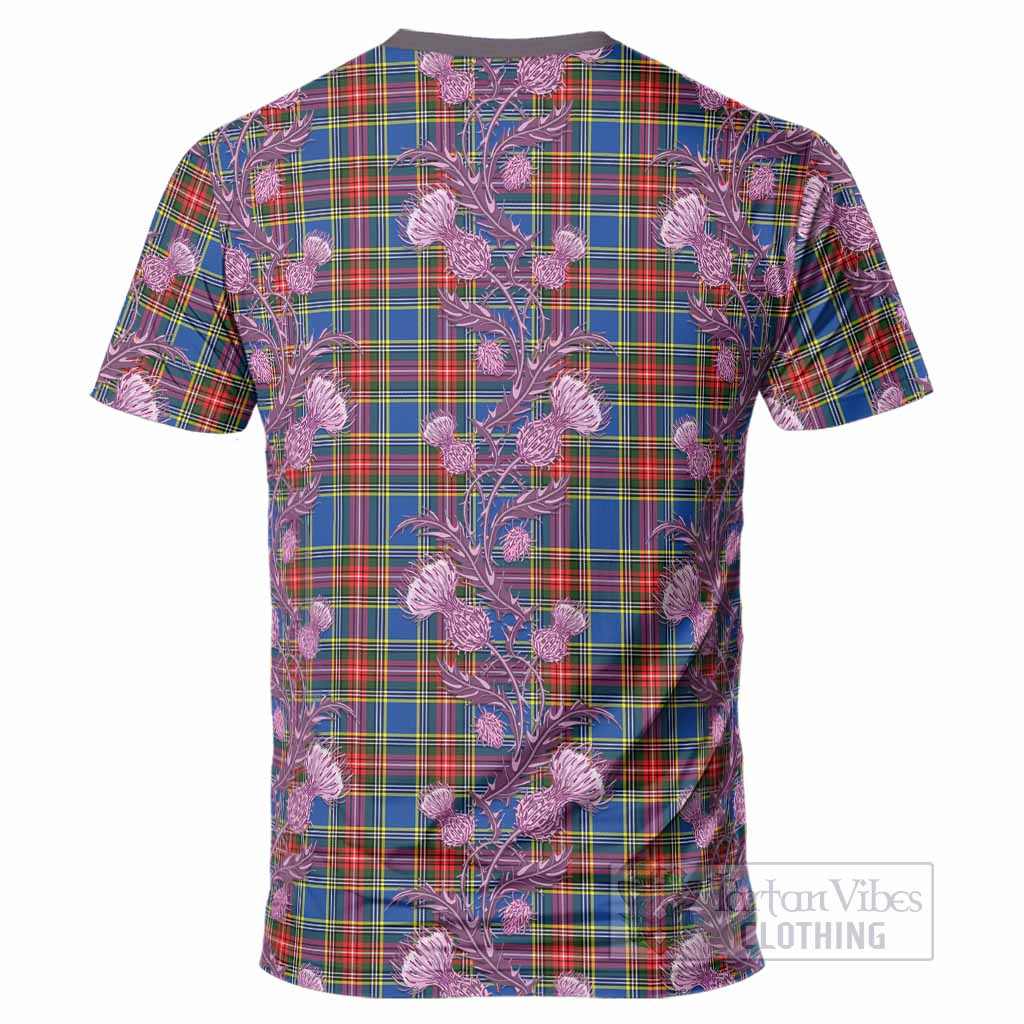Bethune Tartan T-Shirt Seamless Scottish Thistle Flowers