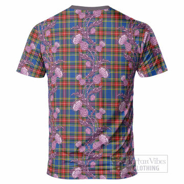 Bethune Tartan T-Shirt Seamless Scottish Thistle Flowers