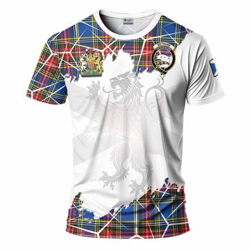 Bethune Tartan T-Shirt with Family Crest and Lion Rampant Grunge Style
