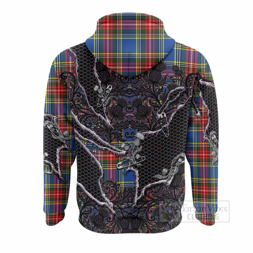 Bethune Tartan Thistle Dark Gothic Hoodie - Tartan Vibes Clothing