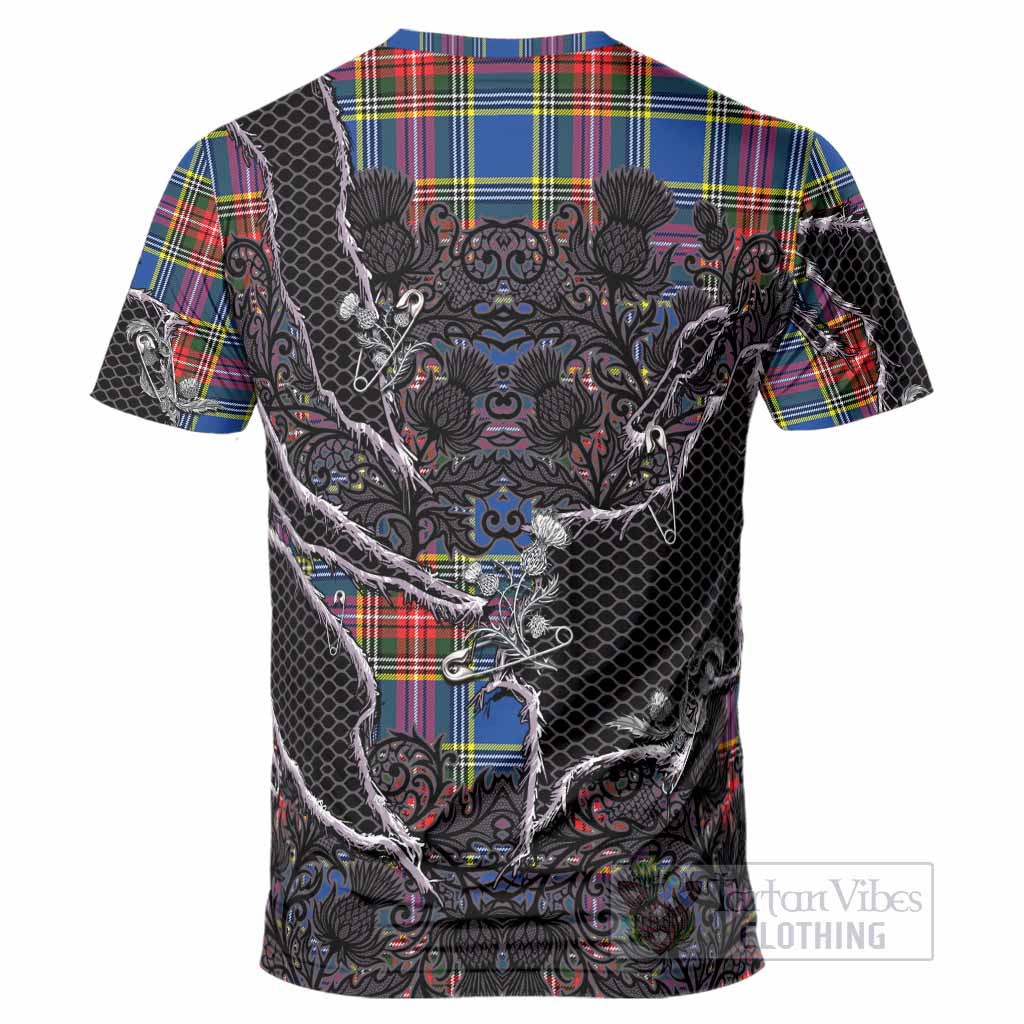 Bethune Tartan Thistle Dark Gothic T-Shirt - Tartan Vibes Clothing