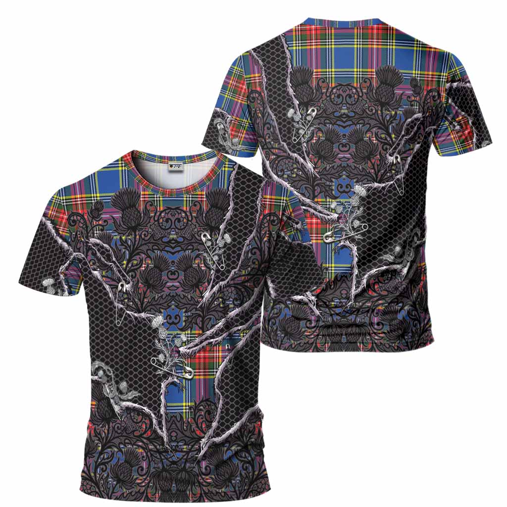 Bethune Tartan Thistle Dark Gothic T-Shirt - Tartan Vibes Clothing