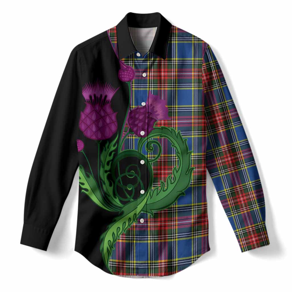 Bethune Tartan Women Casual Shirt Traditional Scottish Thistle