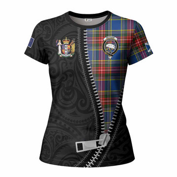 Bethune Tartan Women T shirt New Zealand Pattern Unique Zipper Stylized