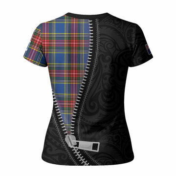 Bethune Tartan Women T shirt New Zealand Pattern Unique Zipper Stylized