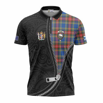 Bethune Tartan Zipper Polo Shirt New Zealand Pattern Unique Zipper Stylized