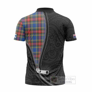 Bethune Tartan Zipper Polo Shirt New Zealand Pattern Unique Zipper Stylized