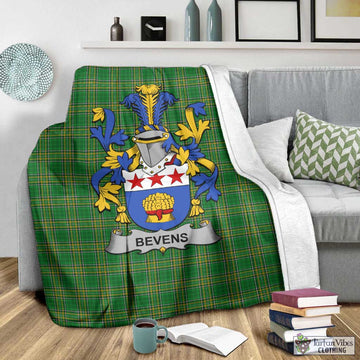 Tartan Vibes Clothing Bevens Irish Clan Tartan Blanket with Coat of Arms