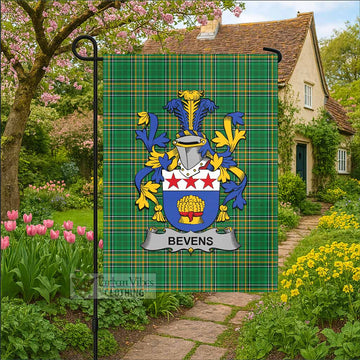 Bevens Irish Clan Tartan Flag with Coat of Arms