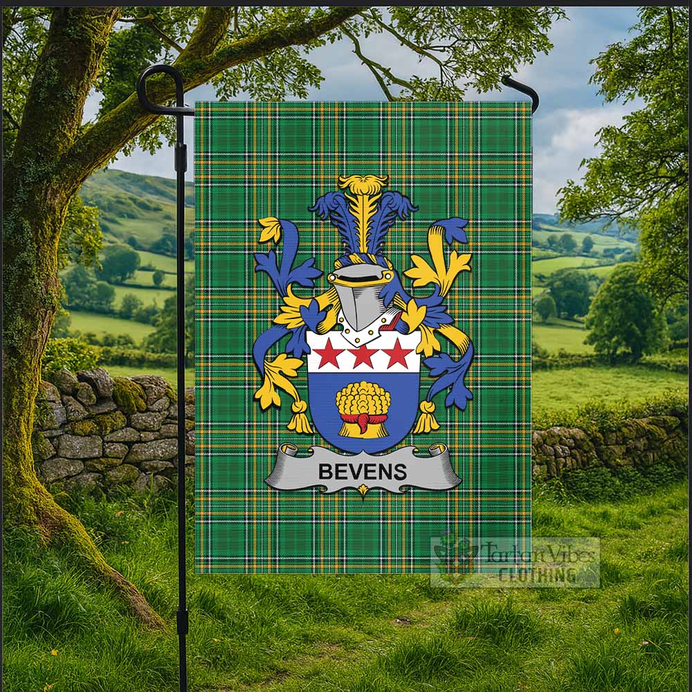 Bevens Irish Clan Tartan Flag with Coat of Arms