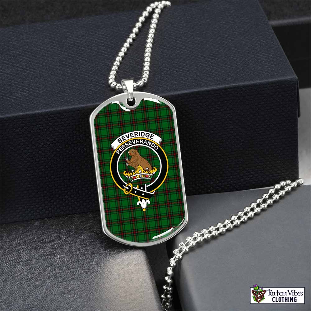 Beveridge Tartan Dog Tag Necklace with Family Crest Silver No - Tartan Vibes Clothing
