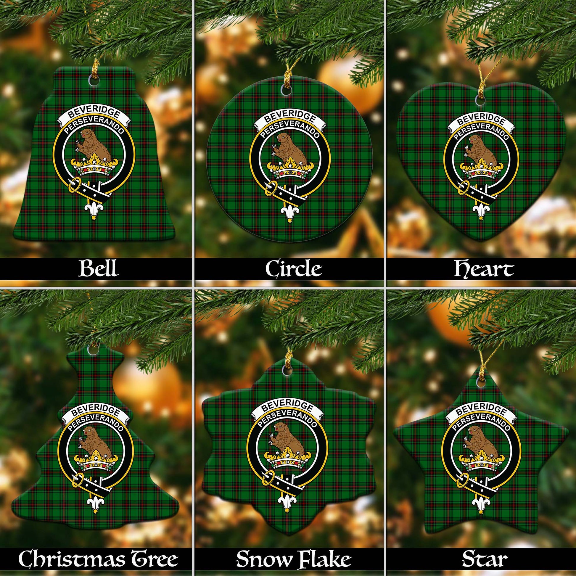 Beveridge Tartan Christmas Ceramic Ornaments with Family Crest Ceramic - Tartan Vibes Clothing