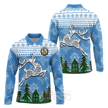Beveridge Clan Christmas Long Sleeve Polo Shirt Celtic Reindeer Style Unisex - Tartan Vibes Clothing