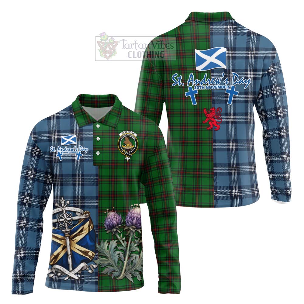 Beveridge Tartan Long Sleeve Polo Shirt Happy St. Andrew's Day Half Tartan Style Unisex - Tartan Vibes Clothing