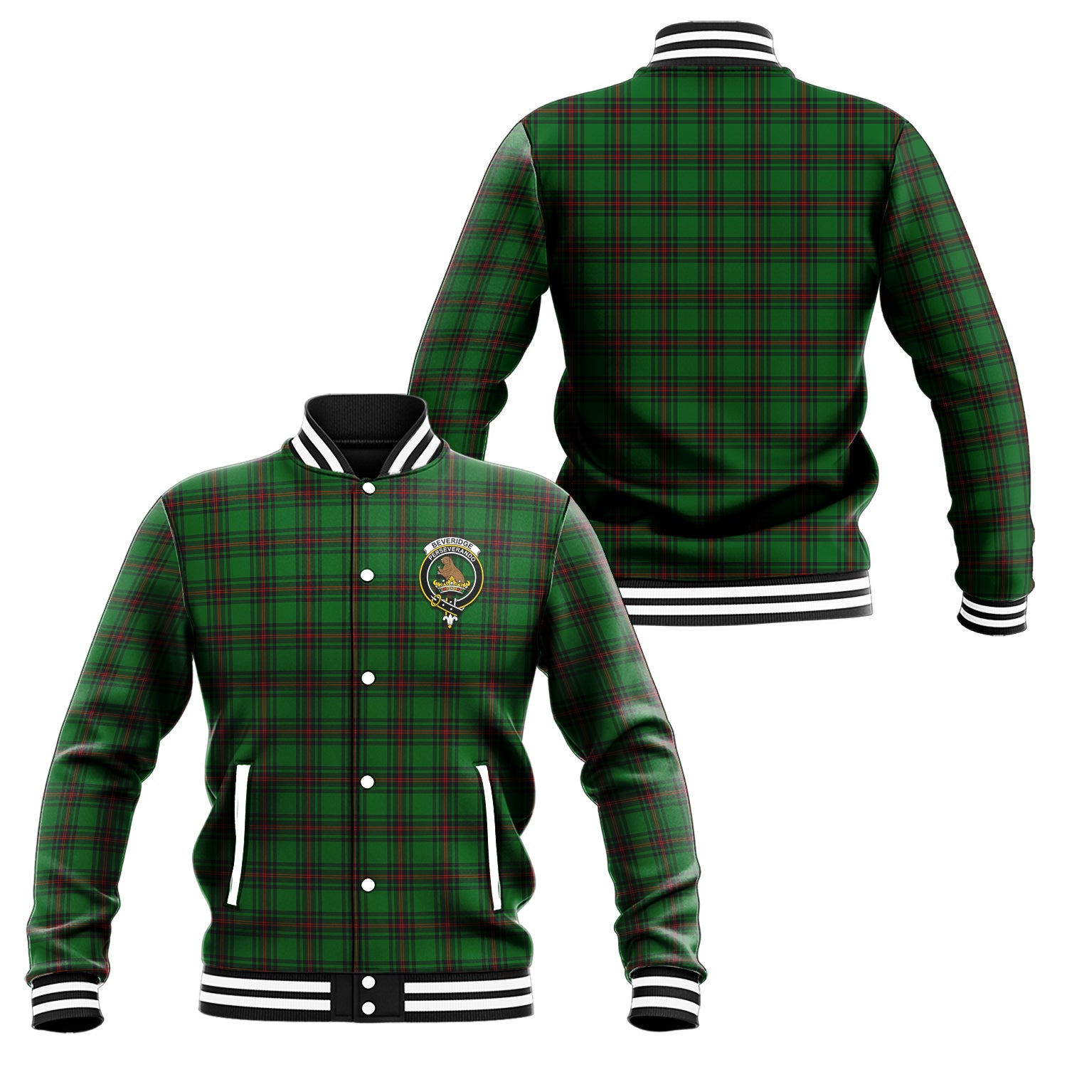 Beveridge Tartan Baseball Jacket with Family Crest Unisex - Tartan Vibes Clothing