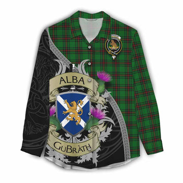 Beveridge Tartan Family Crest Women's Casual Shirt Lion Rampant Royal Thistle Shield Celtic Inspired Female - Tartan Vibes Clothing