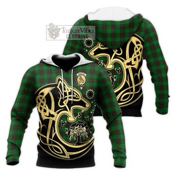 Beveridge Tartan Knitted Hoodie with Family Crest Celtic Wolf Style Unisex Knitted Pullover Hoodie - Tartan Vibes Clothing
