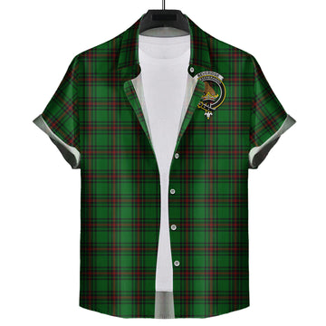 Beveridge Tartan Short Sleeve Button Down Shirt with Family Crest